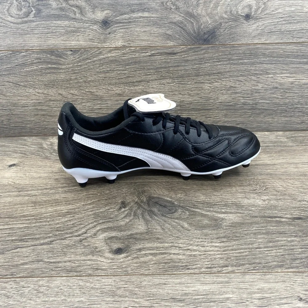 Puma King Soccer Cleats Mens 8.5 Black White Fold Over Tongue 107254-01